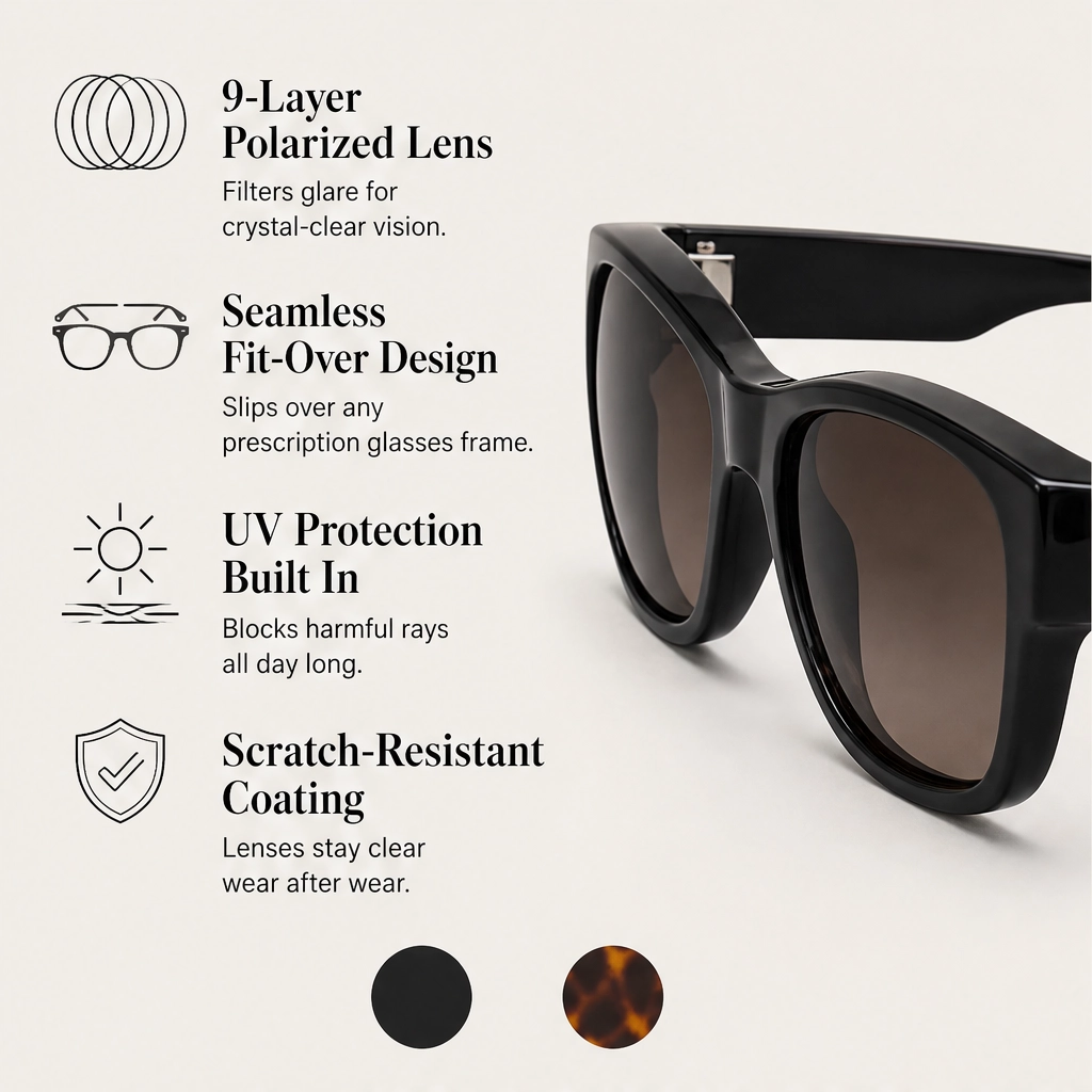 Sunveil™ – Polarised Fit-Over Sunglasses with 9-Layer UV400 Lenses + 50% OFF