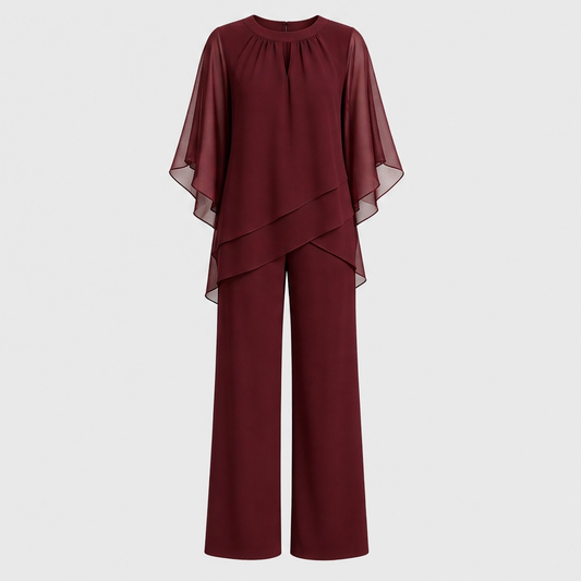 Drapelle™ – Asymmetric Layered Top & Wide-Leg Pants Two-Piece Set + 50% OFF