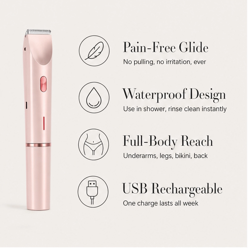 Velura™ – Painless Dual-Head IPX7 Waterproof Electric Shaver for Women + 50% OFF