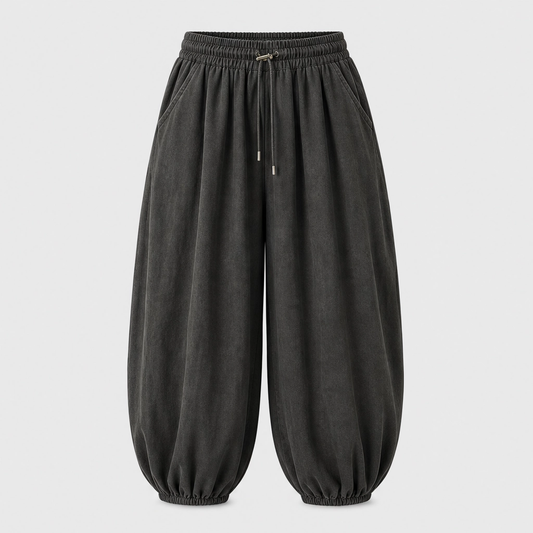 Drapelle™ – Pleated Lantern Trousers with Adjustable Waist & Deep Pockets + 50% OFF