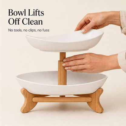 Grovely™ – Stackable Bamboo Multi-Tier Fruit Basket & Countertop Organizer + 50% OFF