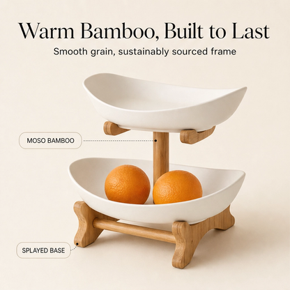 Grovely™ – Stackable Bamboo Multi-Tier Fruit Basket & Countertop Organizer + 50% OFF