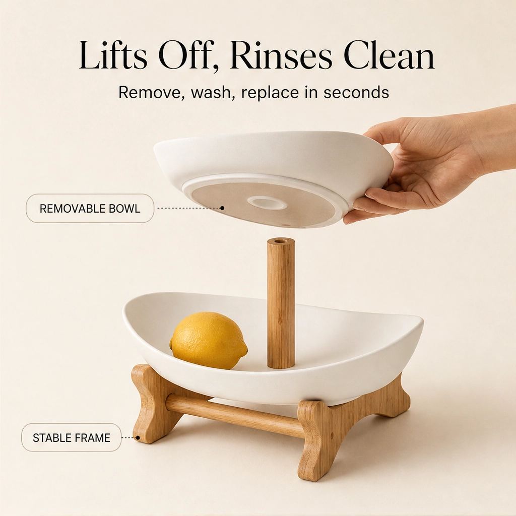 Grovely™ – Stackable Bamboo Multi-Tier Fruit Basket & Countertop Organizer + 50% OFF