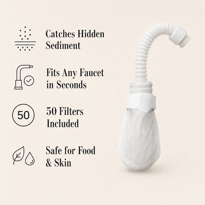 Clarivo – Slip-On Faucet Filter for Rust & Sediment, No-Tool Install (50 Pack + 10 Straps) + 50% OFF