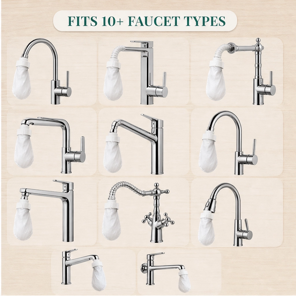 Clarivo – Slip-On Faucet Filter for Rust & Sediment, No-Tool Install (50 Pack + 10 Straps) + 50% OFF