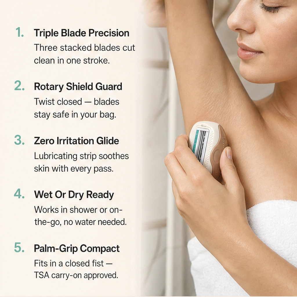 Silkael™ – Portable 3-Layer Rotary Shaver with Built-In Cover + 50% OFF