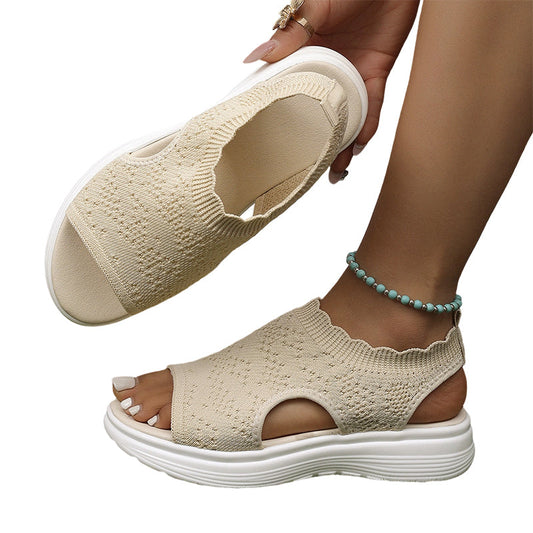 Airelle™ – Breathable Knit Cushioned Platform Sandals + 50% OFF