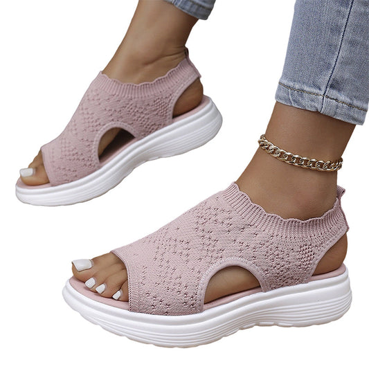 Airelle™ – Breathable Knit Cushioned Platform Sandals + 50% OFF